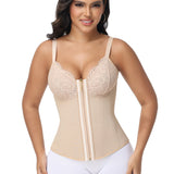Sorelyne® Deep V Lace Corset Top Trimmed Waist Trainer with Front Zipper