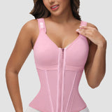 Sorelyne® Women's Boned Latex Zipper Corset Tummy Control Body Shaper Vest With Bra