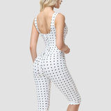 Polka Dot Square Neck Capri Jumpsuit with Hourglass Detachable Corset Two-Piece Set