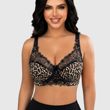 Leopard Print Lace Adjustable Strap Plus Size Support Shapewear Bra