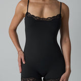 Lace Trim Sculpting shapewear Bodysuit with Adjustable Spaghetti Straps