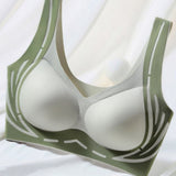Contrasting Colors Seamless Wire Free Push Up Sleep Bra