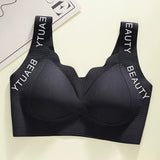 Thin Seamless Wireless Push-Up Fixed Cup Lettering Straps Bra