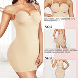 Smooth Full Slip Strapless Tummy Control Bodycon Shapewear Dresses With Built In Bra