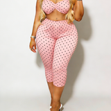 Polka Dot Print Sexy Hip-Lifting Capri Pants Set