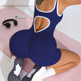 Heart Cutout Back Ribbed Seamless Romper