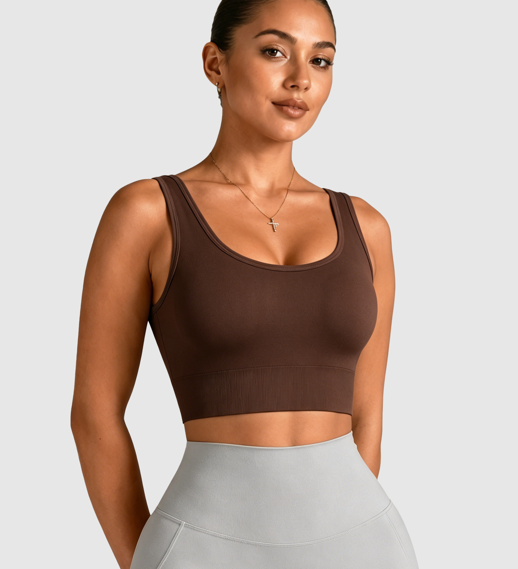 U Neck Sleeveless Seamless Crop Yoga Tank Top