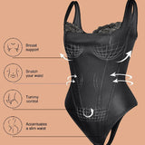 Sorelyne® Shapewear Leather Lace Balconette Thong Sculpting Bodysuit