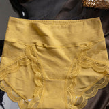Women's Mid-Waist Antibacterial Crotch Breathable Lace Briefs Panties