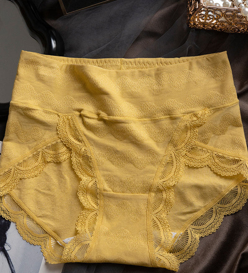 Women's Mid-Waist Antibacterial Crotch Breathable Lace Briefs Panties