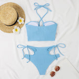 Crisscross Halter Cutout High Waist Side Tie Two Piece Bikini