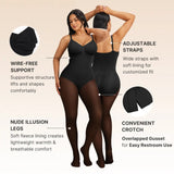 V Neck Adjustable Strap Warm Lined Sheer Panel Tummy Control Bodysuit