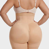 High Waist Zipper Tummy Control Butt Lifting Mid Thigh Mesh Shapewear Shorts