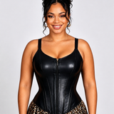 Faux Leather Corset Top with Adjustable Straps