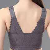 Anti-sagging Thin Minimizer Bras Full Cup Front Buckle Adjustable Wireless Lace Bra