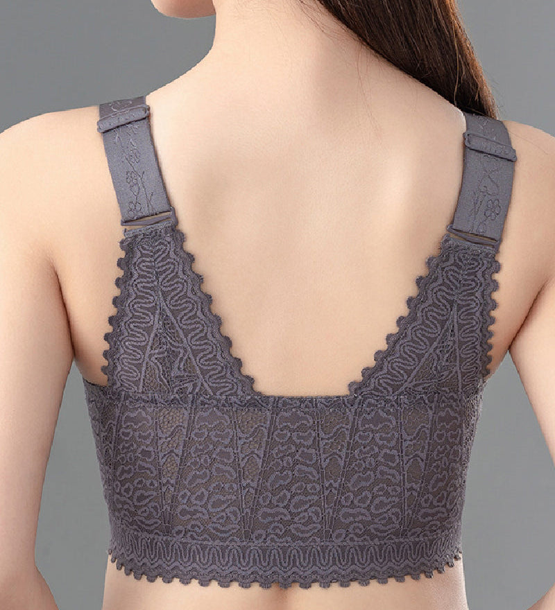 Anti-sagging Thin Minimizer Bras Full Cup Front Buckle Adjustable Wireless Lace Bra