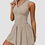 Sports Zipper Dress with Short and Pocket