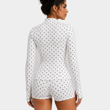 Polka Dot Long Sleeve Workout Zip Corset Yoga Jacket