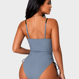 Sexy V-Neck Side Drawstring One-Piece Swimsuit