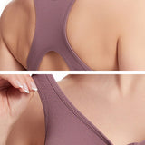 Women's Shockproof Push up Bra Hollow Back with Front Zipper