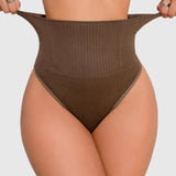 High Waist Ribbed Tummy Control Butt Lifting Shapewear Thong