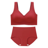Women's Wirefree Underwear Set Seamless Ultra Comfort Daily Bras With High Waist Panties