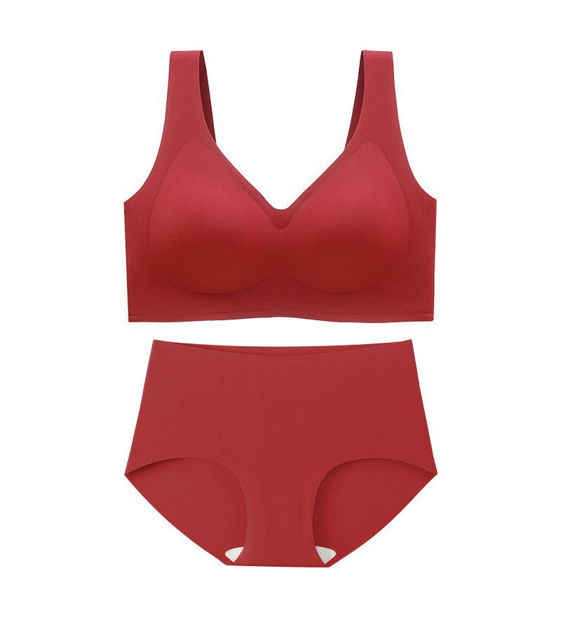 Women's Wirefree Underwear Set Seamless Ultra Comfort Daily Bras With High Waist Panties