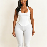 Hourglass Figure The Corset Body Shaper Waist Cincher Capri Jumpsuit Two-Piece Set