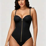 Hourglass Front Zipper Bodysuit with Lace-Up Back