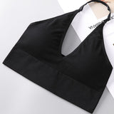 Deep V Sexy Halter Neck Backless Triangle Cup Wireless Bra