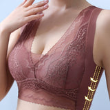 V Neck Lace Thin Anti Exposure Seamless Minimizer Vest Bra