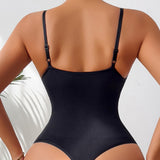 Seamless Plunge Neck Tummy Control Thong Shapewear Bodysuit