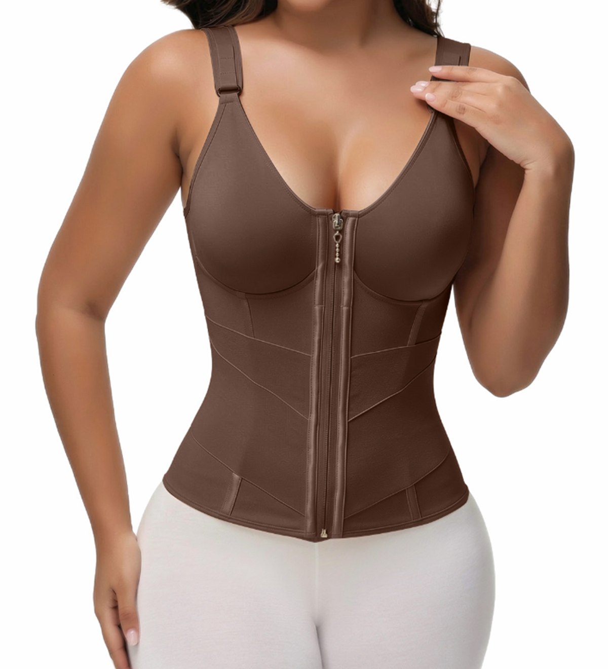 Adjustable Strap High Compression Zipper Bustier Shaper Vest