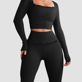 Ballet Ruffled Long Sleeve Sports Top
