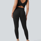 UltraSculpt™ V Neck Tummy Control Butt Lifting Workout Jumpsuit with Pockets