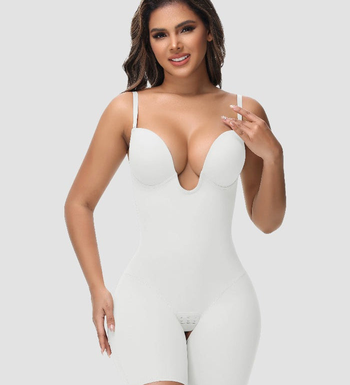 Sorelyne® Women's U Plunge Strapless Tummy Control Bodysuit Low Back Built In Bra Shapewear