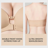 Seamless Front-Closure Detachable Shoulder Strap Push-Up Bra