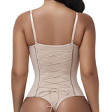 Adjustable Strap Thong Bodysuit Lace Up Back Tummy Control Shapewear