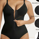 Front Zipper Tummy Control Triangle Shapewear Bodysuit