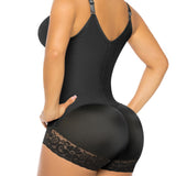 Lace-trimmed Tummy Control Zipper Shapewear Bodysuit