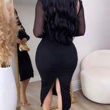 Glamorous Mesh Sleeves Cut out Ruched Bodycon Midi Dress
