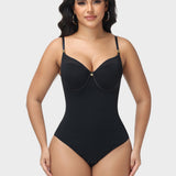 Adjustable Strap Thong Bodysuit Lace Up Back Tummy Control Shapewear