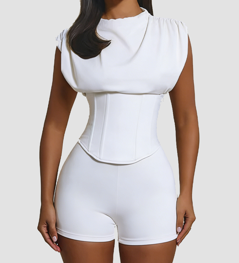 Detachable Corset Hourglass Waist Cincher Playsuit Two-Piece Set