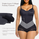 Lace Trim Adjustable Strap Tummy Control Butt Lifting Zipper Bodysuit