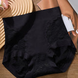 Sexy Lace Seamless Ice Silk High Waist Tummy Control Shaping Panties