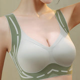 Contrasting Colors Seamless Wire Free Push Up Sleep Bra