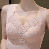 Widen Straps Lace Seamless Breathable Wire Free Vest Bra