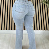 Stylish Washed High Rise Tummy Control Flared Jeans