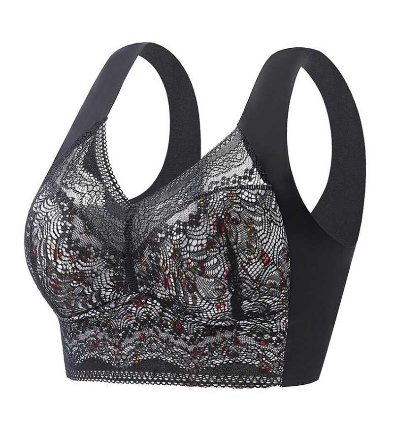 Full Coverage Elegant Floral Lace Push up Wireless Bra