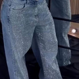Sorelyne® Women's Fashion Versatile Wide Leg Jeans with Rhinestone